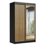 Clóset Soltero Tokio 2 Puertas Correderas con Espejo 2 Cajones Negro/Marrón