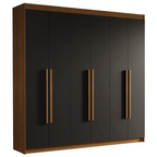 Clóset Matrimonial 180 cm 6 Puertas 4 Cajones Marrón/Negro Venus Madesa