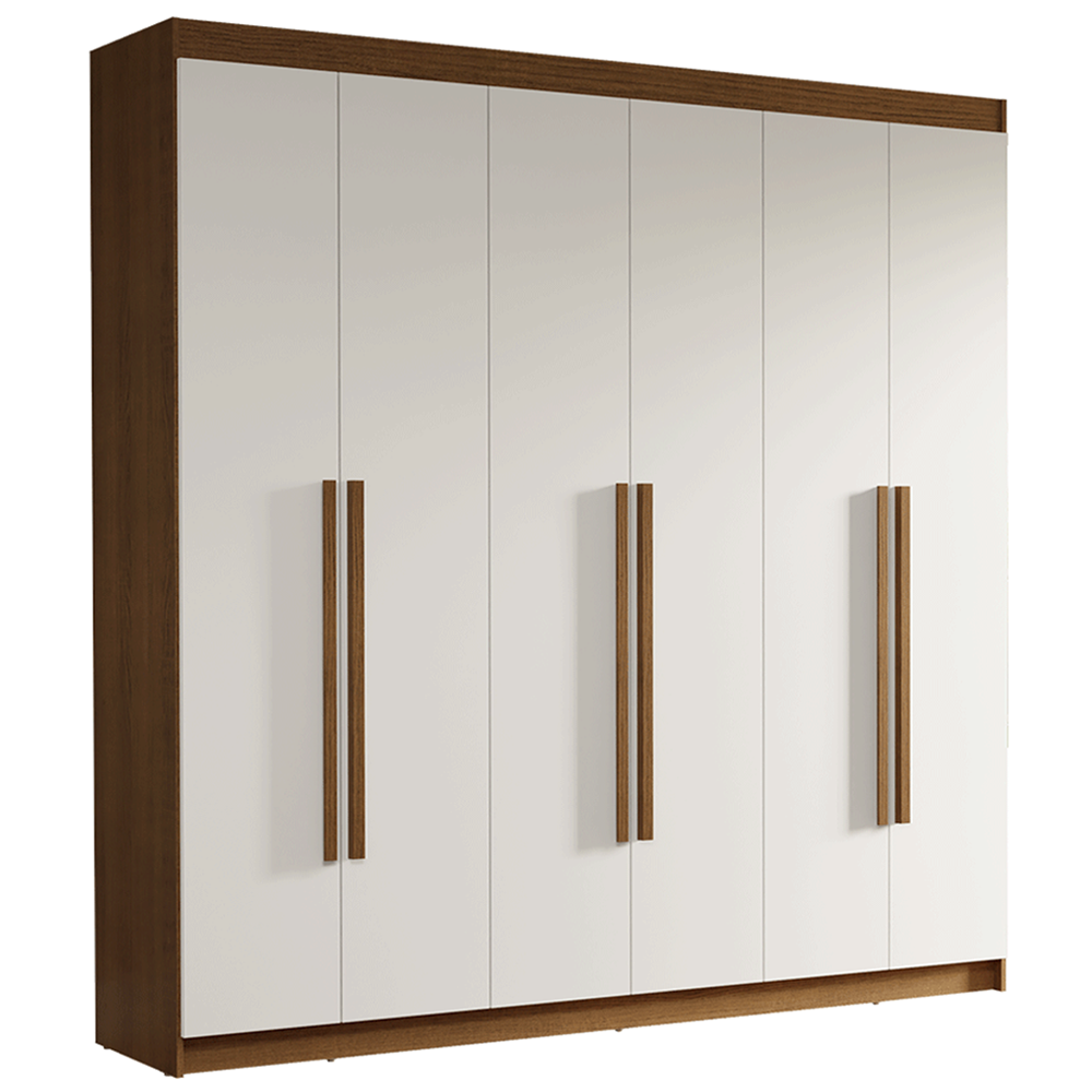 Clóset Matrimonial 180 cm 6 Puertas 4 Cajones Marrón/Blanco Venus Madesa