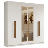 Clóset Matrimonial Venus 6 Puertas Batientes con Espejo Blanco/Blanco/Marrón