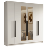 Clóset Matrimonial Venus 6 Puertas Batientes con Espejo Blanco/Blanco/Negro