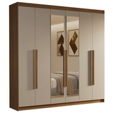 Clóset Matrimonial Venus 6 Puertas Batientes con Espejo Marrón/Crema/Marrón