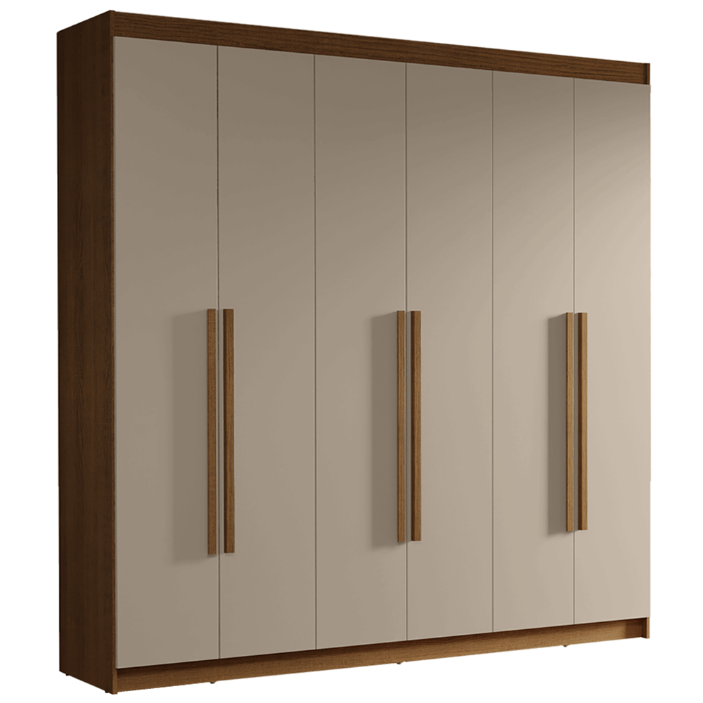 Clóset Matrimonial 180 cm 6 Puertas 4 Cajones Marrón/Crema Venus Madesa