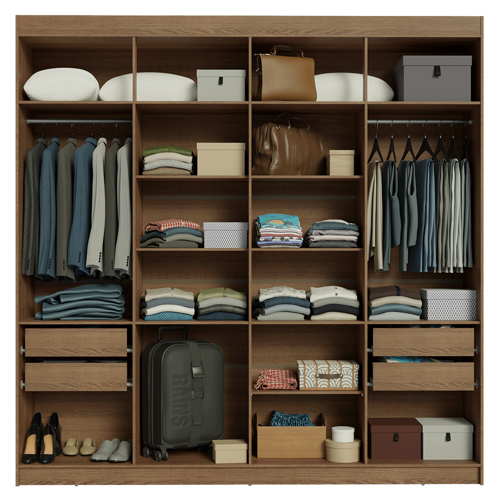 Clóset Matrimonial Venus 216 cm Sin Puertas 4 Cajones Marrón