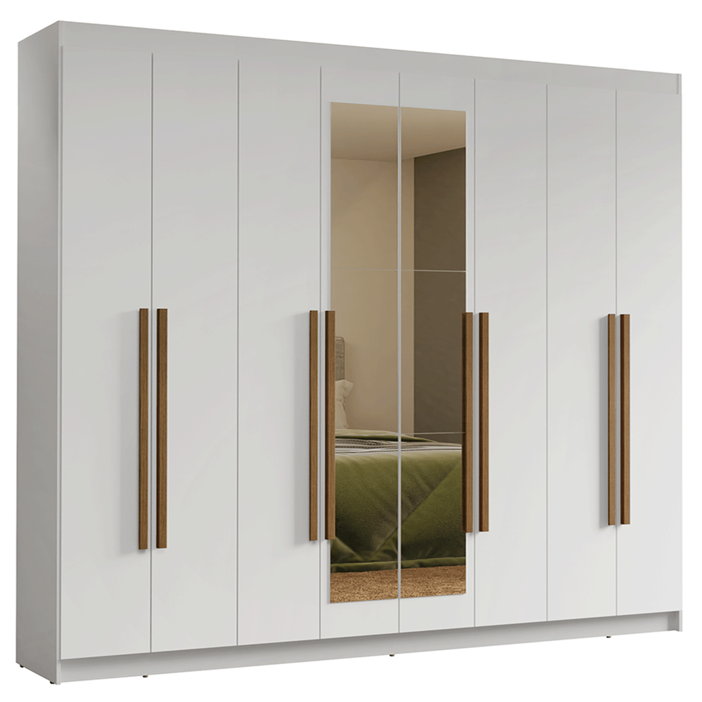 Clóset Matrimonial Venus 8 Puertas Batientes con Espejo Blanco/Blanco/Marrón