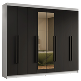 Clóset Matrimonial Venus 8 Puertas Batientes con Espejo Blanco/Negro/Negro