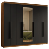 Clóset Matrimonial Venus 8 Puertas Batientes con Espejo Marrón/Negro/Negro