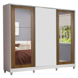 Clóset Matrimonial 100% MDF 3 Puertas Correderas con Espejos Blanco/Marrón Eros con Patas