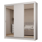 Clóset Matrimonial 170 cm 3 Puertas Corredizas Con 2 Espejos 2 Cajones Blanco Sublime Madesa
