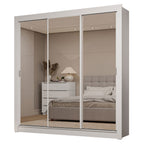 Clóset Matrimonial 170 cm 3 Puertas Corredizas Con 3 Espejos 2 Cajones Blanco Sublime Madesa