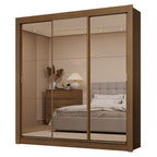 Clóset Matrimonial 170 cm 3 Puertas Corredizas Con 3 Espejos 2 Cajones Marrón Sublime Madesa