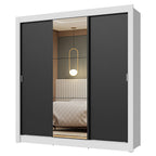 Clóset Matrimonial 170 cm 3 Puertas Corredizas Con 1 Espejo Blanco/Negro Nobre Madesa