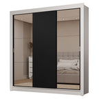 Clóset Matrimonial 170 cm 3 Puertas Corredizas Con 2 Espejos 2 Cajones Blanco/Negro Sublime Madesa