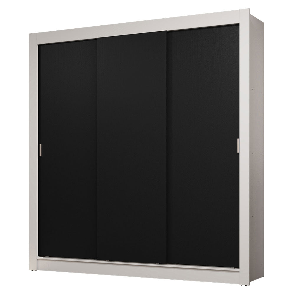 Clóset Matrimonial 170 cm 3 Puertas Corredizas 2 Cajones Blanco/Negro Sublime Madesa