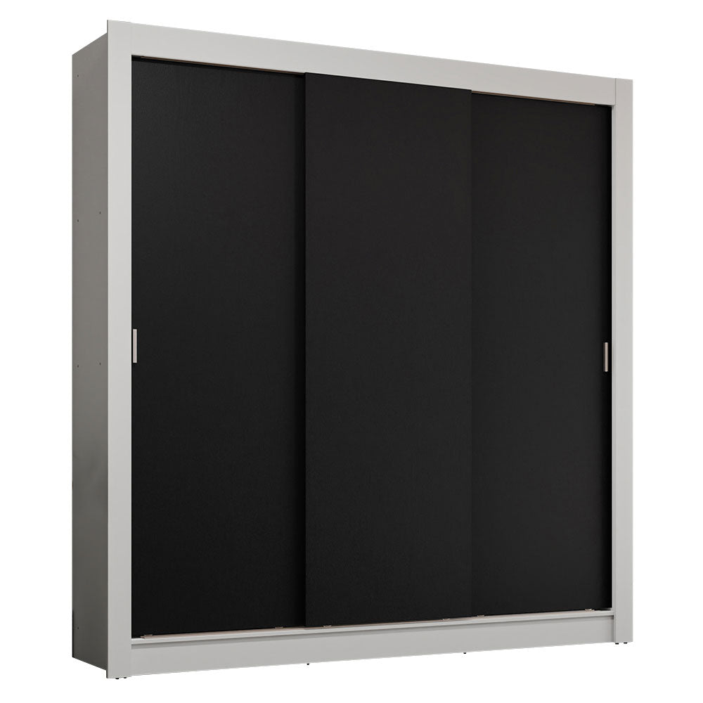 Clóset Matrimonial 170 cm 3 Puertas Corredizas 4 Cajones Blanco/Negro Sublime Madesa