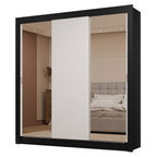 Clóset Matrimonial 170 cm 3 Puertas Corredizas Con 2 Espejos 2 Cajones Negro/Blanco Sublime Madesa