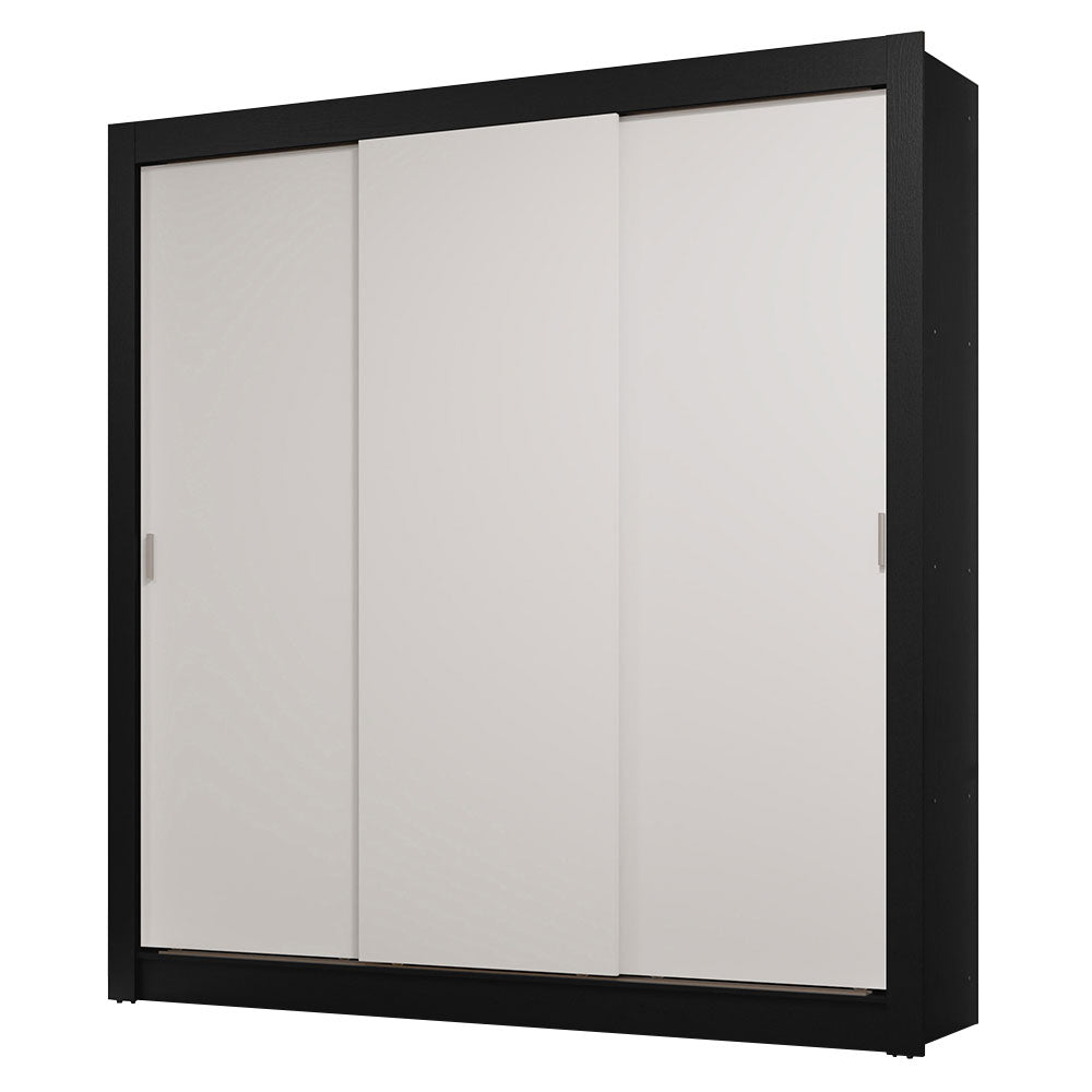 Clóset Matrimonial 170 cm 3 Puertas Corredizas 2 Cajones Negro/Blanco Sublime Madesa
