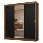 Clóset Matrimonial 170 cm 3 Puertas Corredizas Con 1 Espejo 2 Cajones Marrón/Negro Sublime Madesa