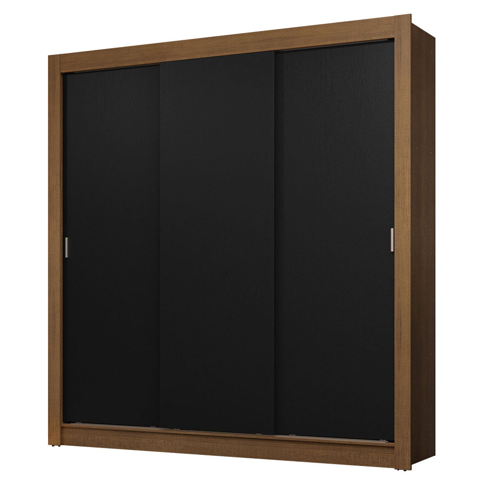 Clóset Matrimonial 170 cm 3 Puertas Corredizas 2 Cajones Marrón/Negro Sublime Madesa