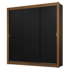 Clóset Matrimonial 170 cm 3 Puertas Corredizas 2 Cajones Marrón/Negro Sublime Madesa