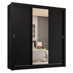 Clóset Matrimonial 170 cm 3 Puertas Corredizas 4 Cajones Con 1 Espejo Negro Sublime Madesa
