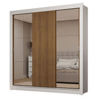 Clóset Matrimonial 170 cm 3 Puertas Corredizas Con 2 Espejos 2 Cajones Blanco/Marrón Sublime Madesa