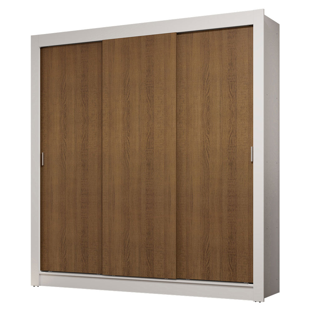 Clóset Matrimonial 170 cm 3 Puertas Corredizas 2 Cajones Blanco/Marrón Sublime Madesa