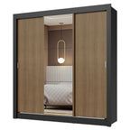 Clóset Matrimonial 170 cm 3 Puertas Corredizas Con 1 Espejo Negro/Marrón Nobre Madesa