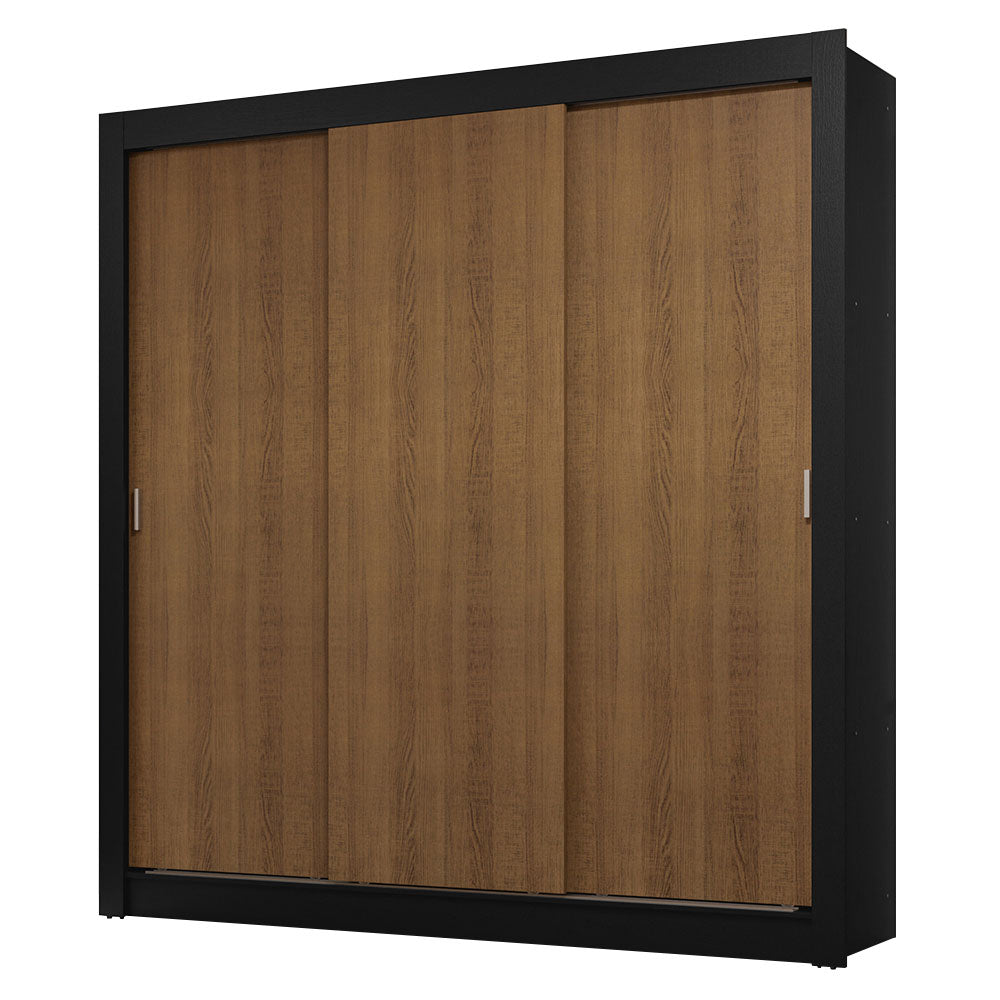 Clóset Matrimonial 170 cm 3 Puertas Corredizas 2 Cajones Negro/Marrón Sublime Madesa
