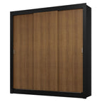 Clóset Matrimonial 170 cm 3 Puertas Corredizas 2 Cajones Negro/Marrón Sublime Madesa