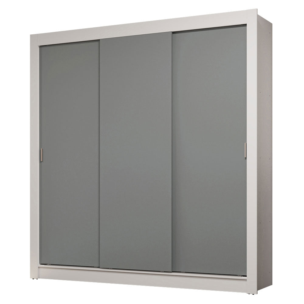 Clóset Matrimonial 170 cm 3 Puertas Corredizas 2 Cajones Blanco/Gris Sublime Madesa