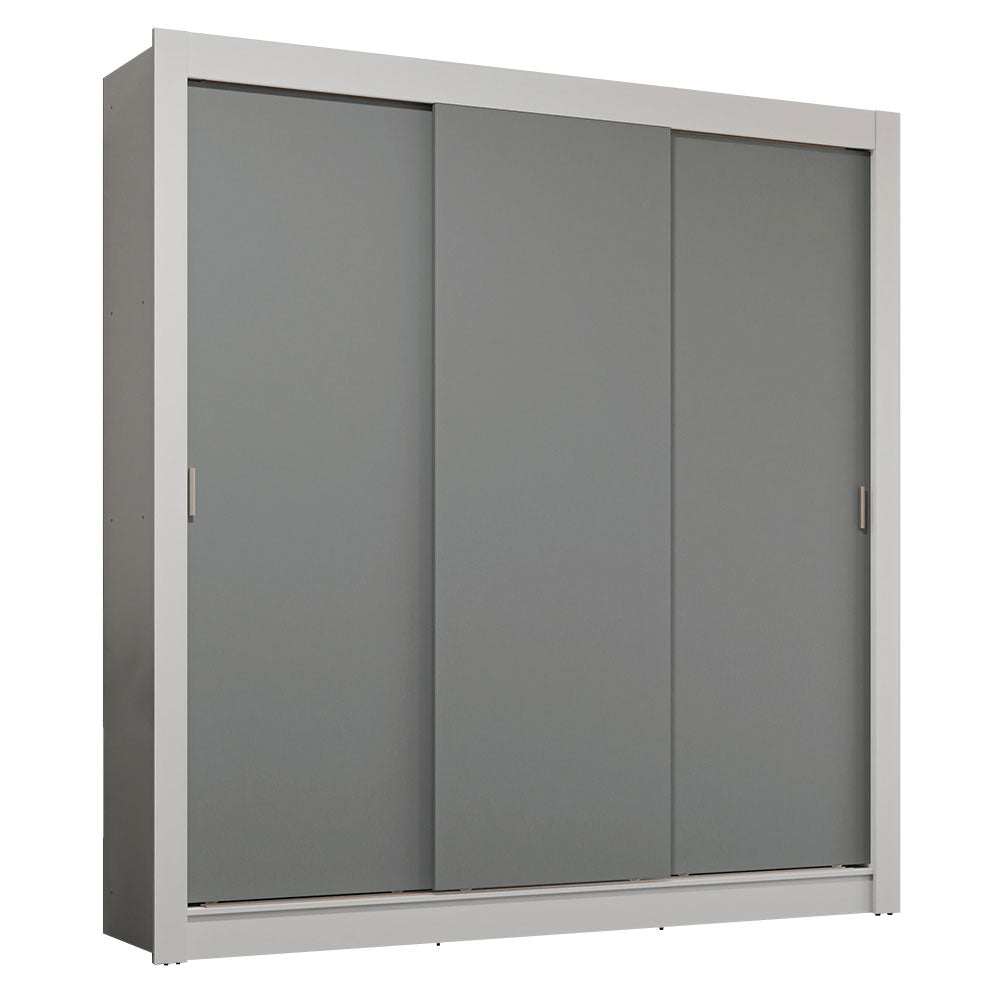 Clóset Matrimonial 170 cm 3 Puertas Corredizas 4 Cajones Blanco/Gris Sublime Madesa