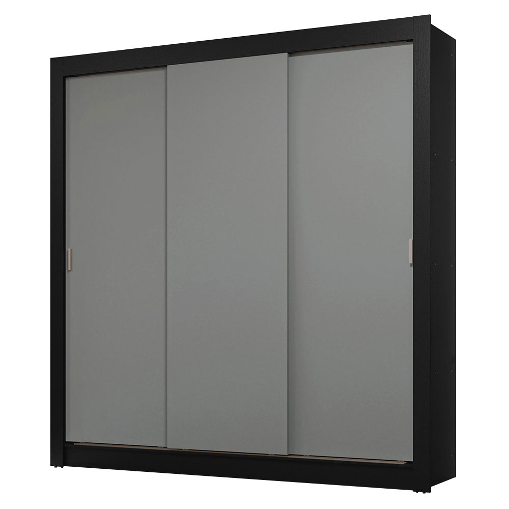 Clóset Matrimonial 170 cm 3 Puertas Corredizas 2 Cajones Negro/Gris Sublime Madesa