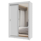 Clóset Soltero 117 cm 2 Puertas Corredizas Con 1 Espejo 2 Cajones Blanco Vivare Madesa