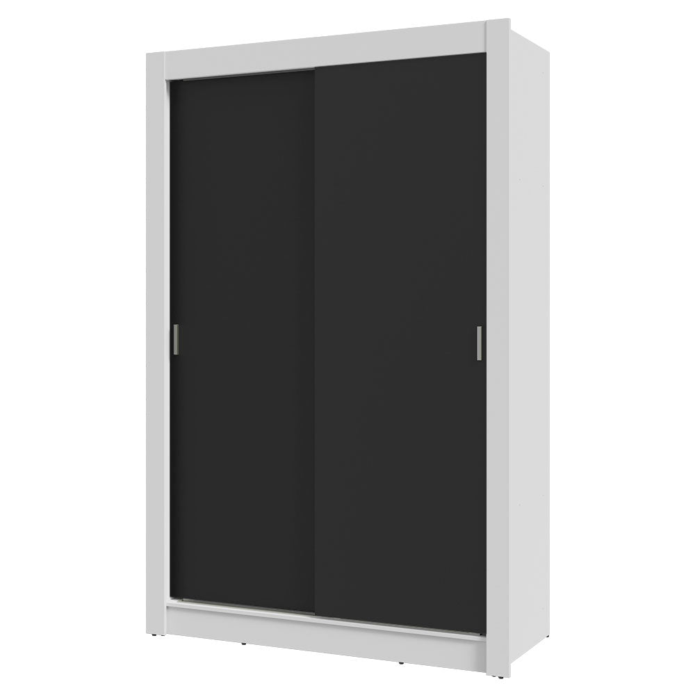 Clóset Soltero 117 cm 2 Puertas Corredizas Blanco/Negro Milano Madesa