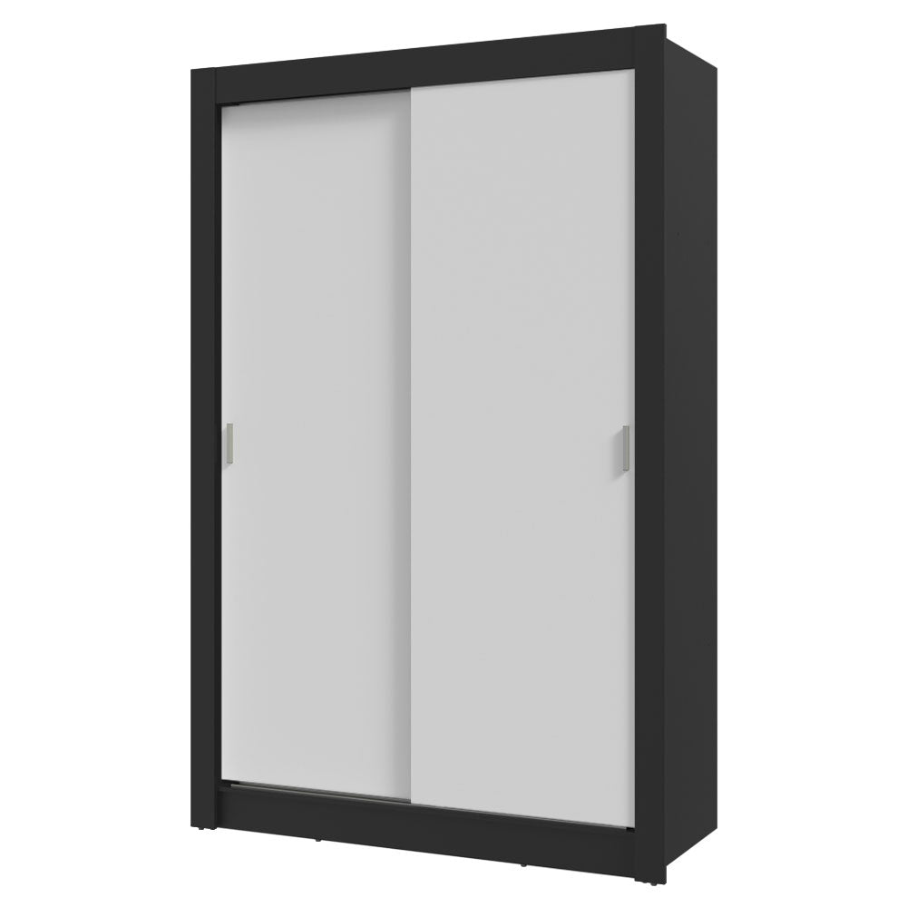 Clóset Soltero 117 cm 2 Puertas Corredizas Negro/Blanco Milano Madesa