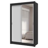 Clóset 2 Puertas Corredizas con Espejo 4 Cajones Negro/Blanco Vivare Plus Madesa