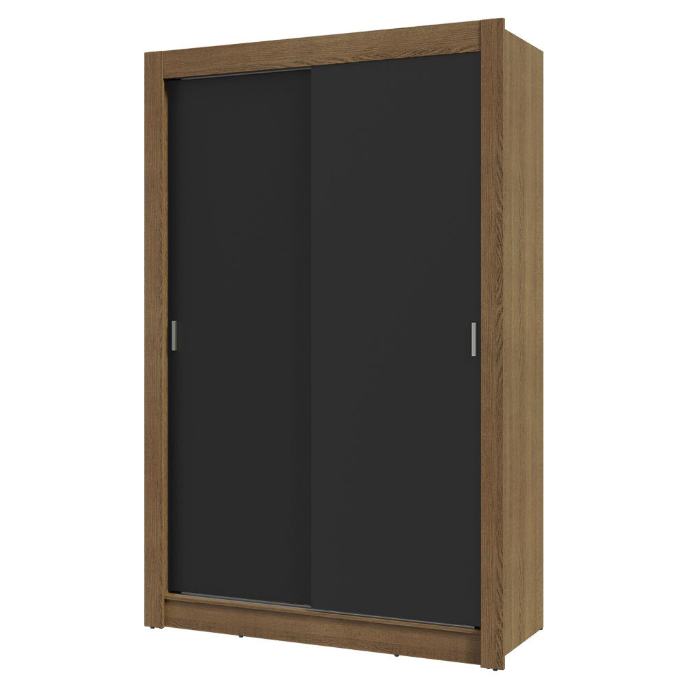 Clóset Soltero 117 cm 2 Puertas Corredizas Marrón/Negro Milano Madesa