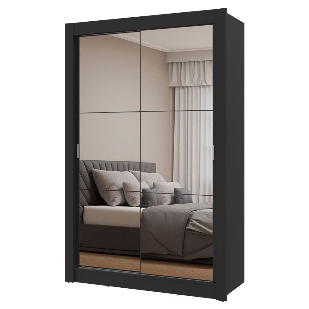 Clóset 2 Puertas Corredizas con Espejos Negro Milano Madesa