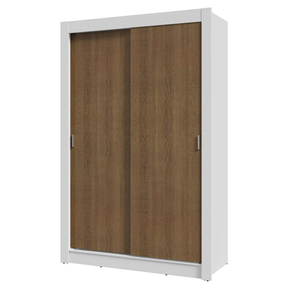 Clóset Soltero 117 cm 2 Puertas Corredizas Blanco/Marrón Milano Madesa