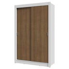 Clóset Soltero 117 cm 2 Puertas Corredizas Blanco/Marrón Milano Madesa