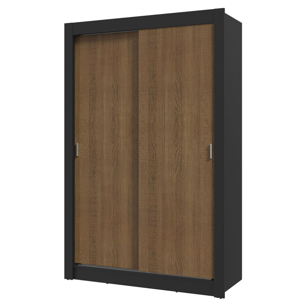 Clóset Soltero 117 cm 2 Puertas Corredizas Negro/Marrón Milano Madesa
