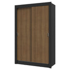 Clóset Soltero 117 cm 2 Puertas Corredizas Negro/Marrón Milano Madesa