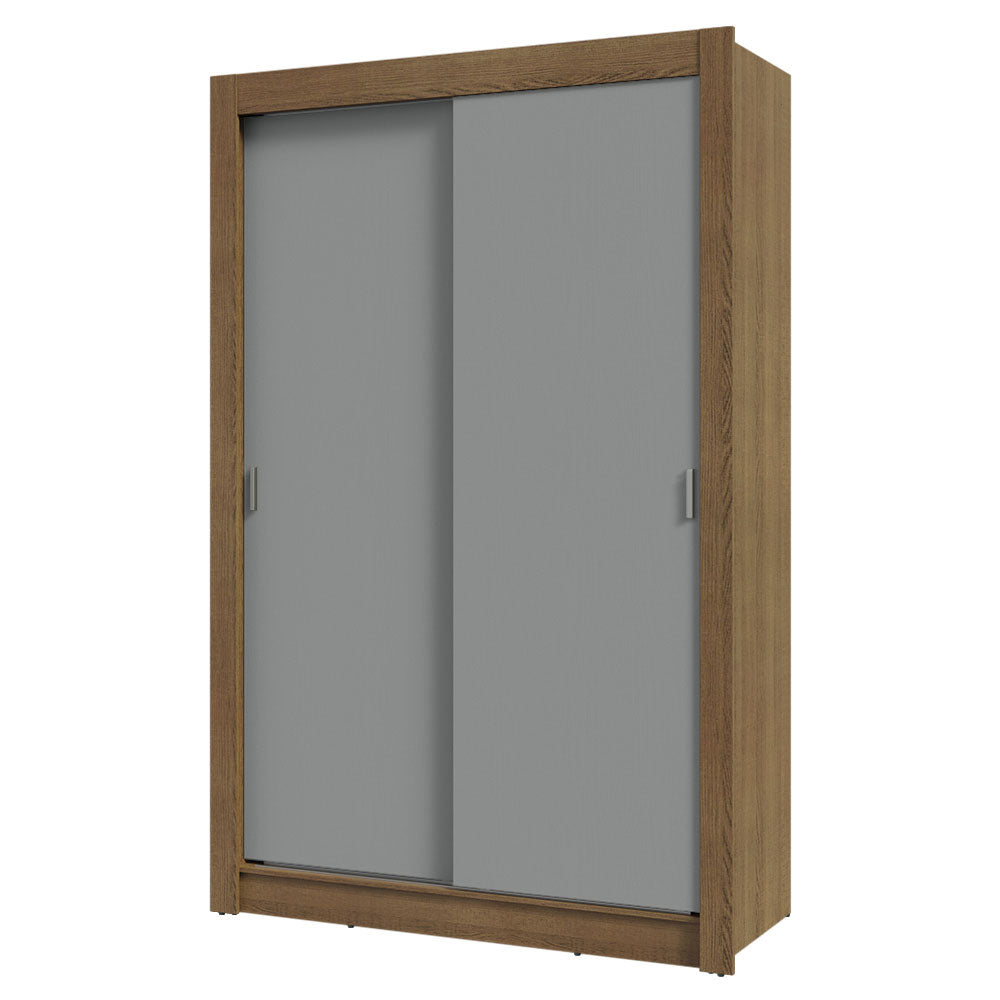 Clóset Soltero 117 cm 2 Puertas Corredizas Marrón/Gris Milano Madesa