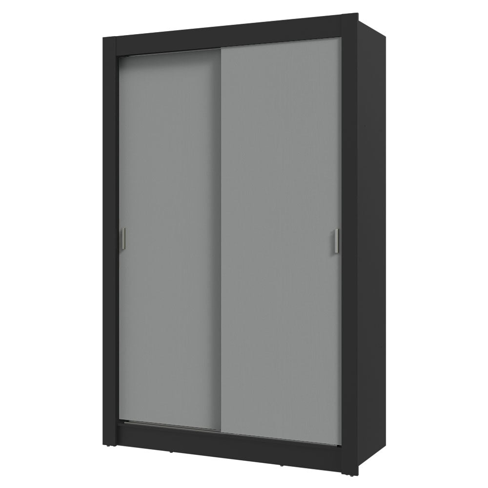 Clóset Soltero 117 cm 2 Puertas Corredizas Negro/Gris Milano Madesa