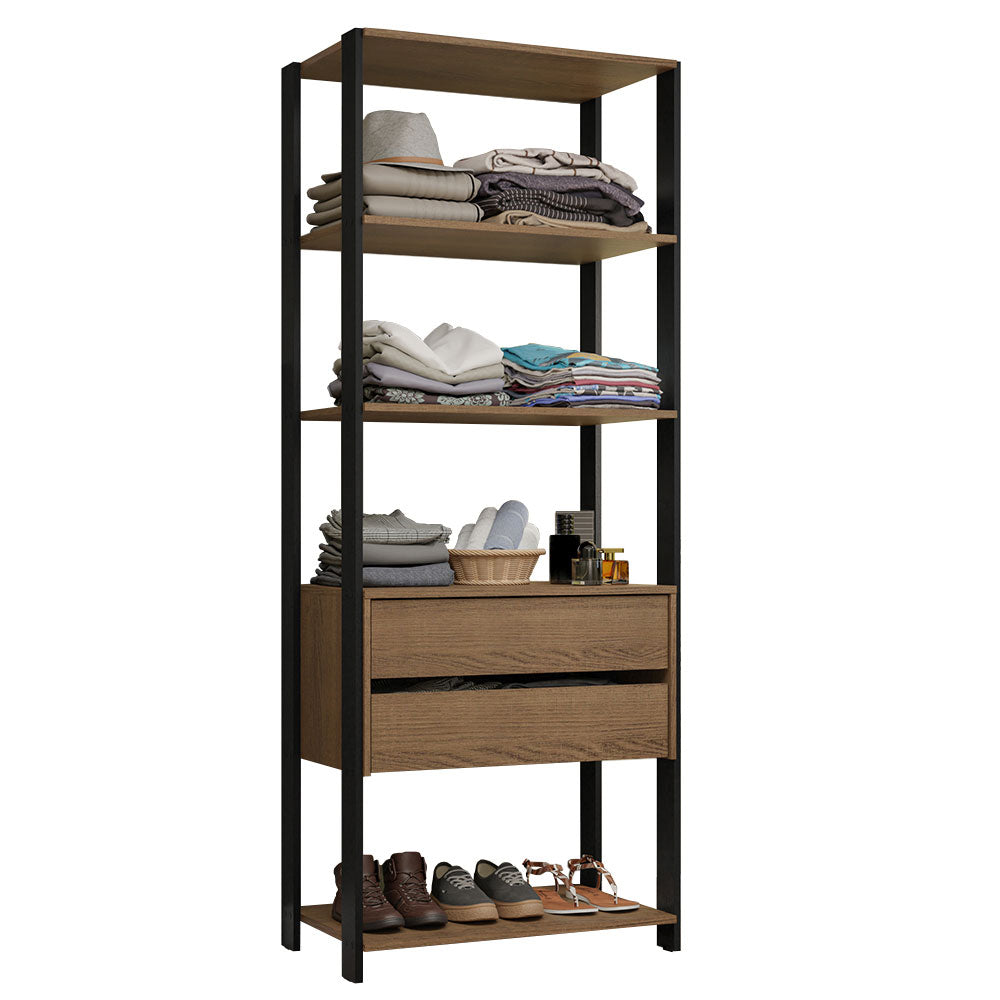 Clóset Modulado 2 Cajones 4 Niveles 70cm Marrón/Negro Valencia