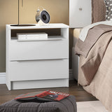 Buró Mesa de Noche con 2 Cajones Blanco