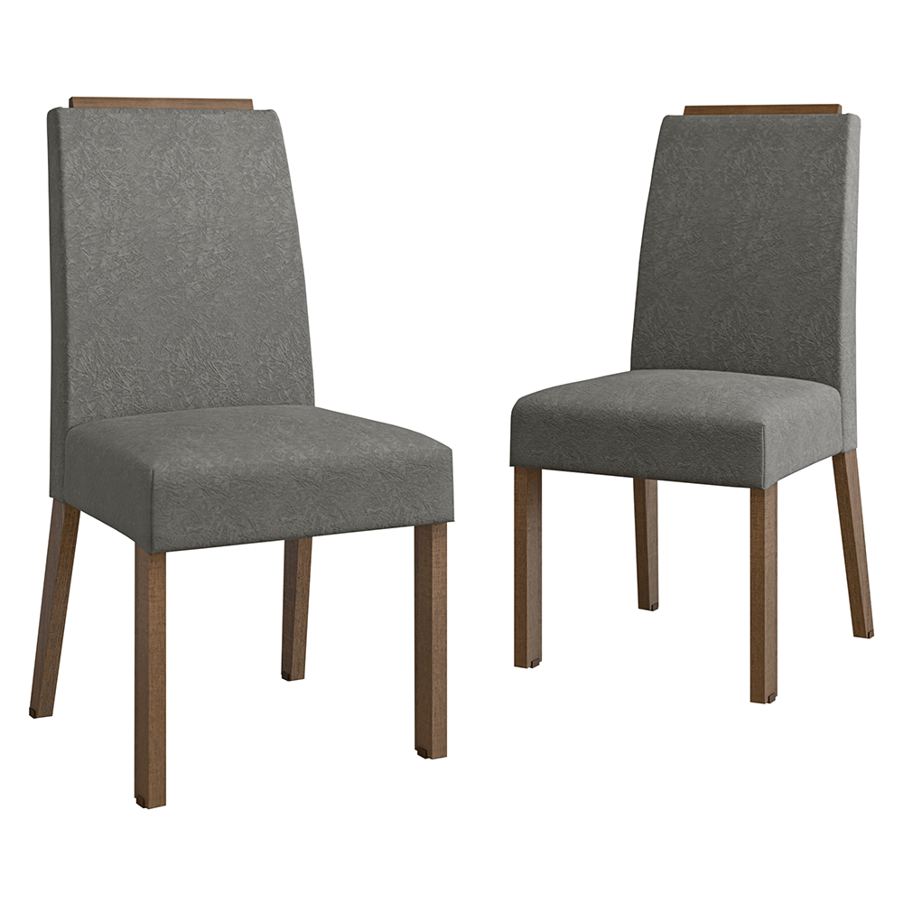 Combo 2 Sillas de Comedor 4255 con Detalle Amaderado Marrón/Silver Madesa