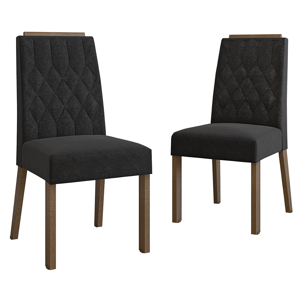 Combo 2 Sillas de Comedor 4256 con Detalle Amaderado Marrón/Oxford Madesa