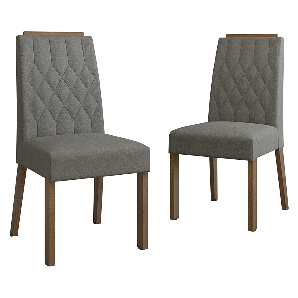 Combo 2 Sillas de Comedor 4256 con Detalle Amaderado Marrón/Silver Madesa